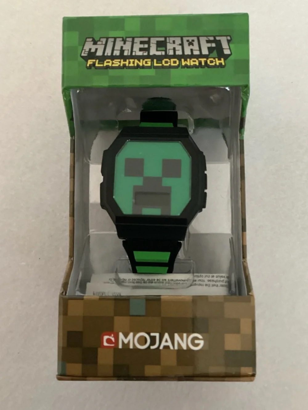 Accutime Minecraft Kids Digital Black & Green Silicone Strap Watch